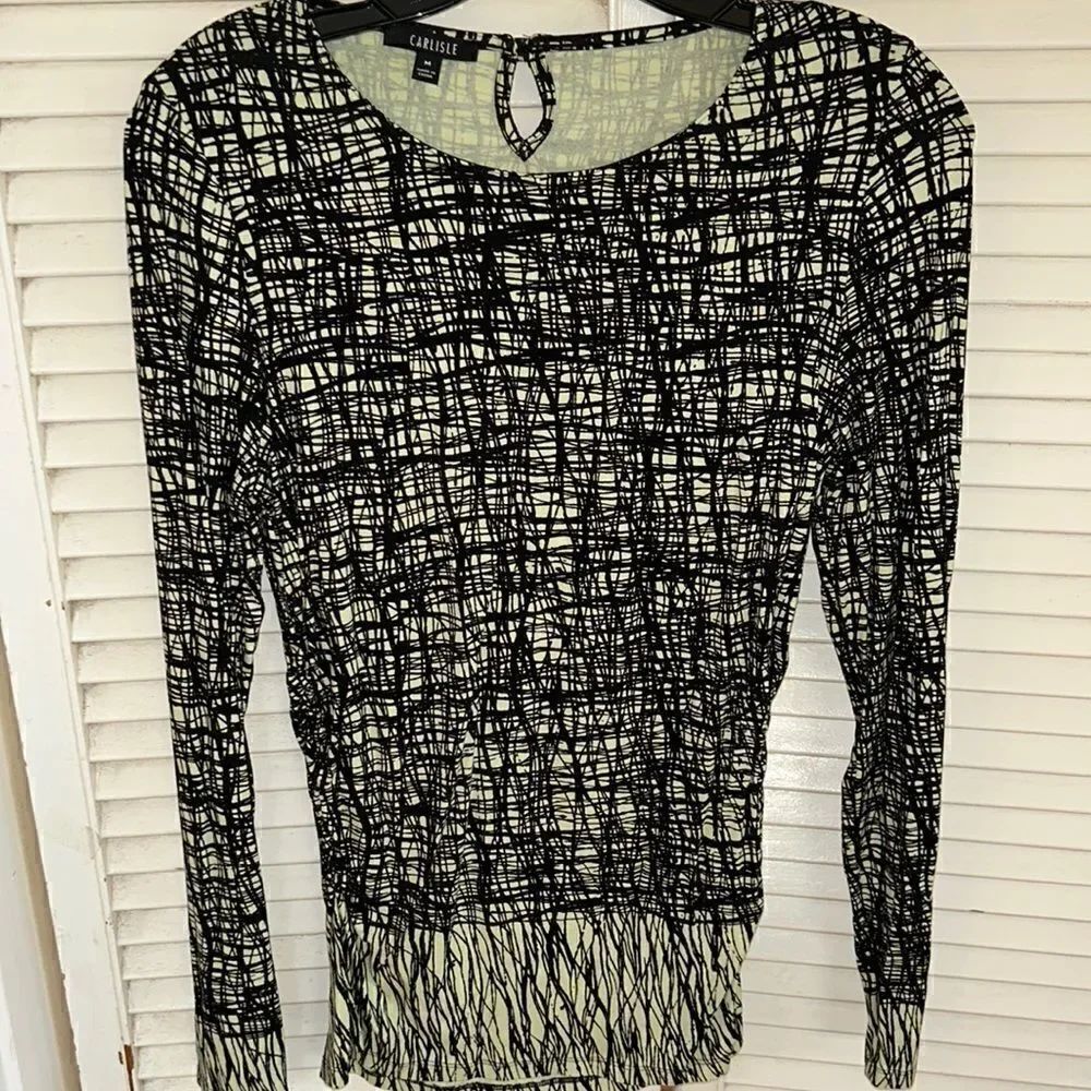 Retro 80s Graffiti Neon Viscose Silky Feel Long Sleeve Blouse Key 🔑 hole back.